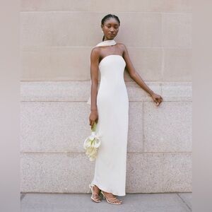 Abercrombie Julia Slip Dress White Satin Maxi Size Small